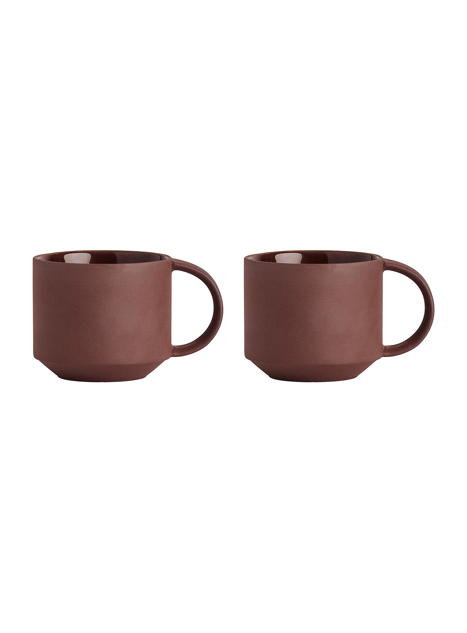 Oyoy Living Design Terracotta Geometric Artisanal Cups Set Of 2 In Dark Brown