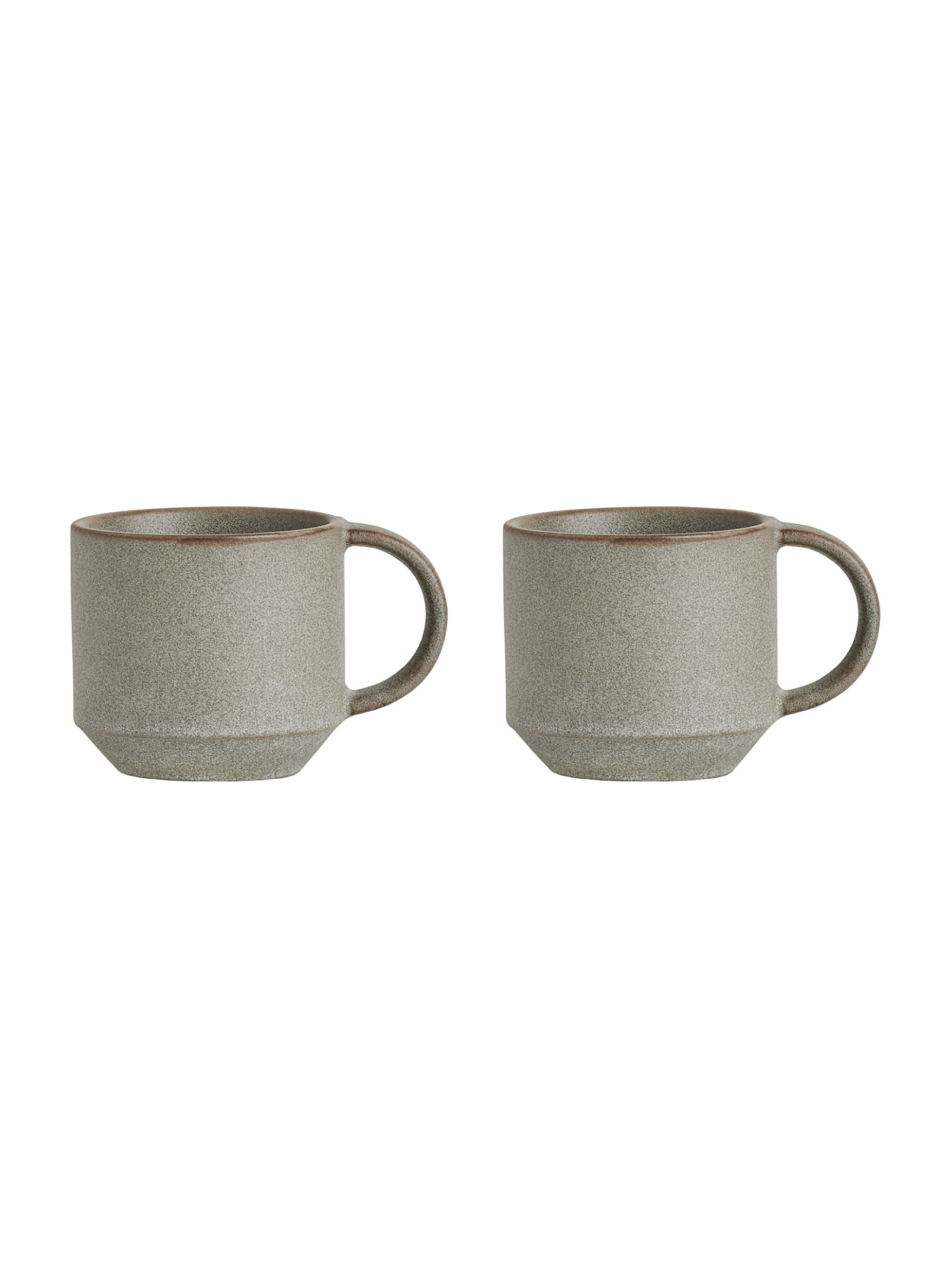 Oyoy Living Design Terracotta Geometric Artisanal Cups Set Of 2 In Grey