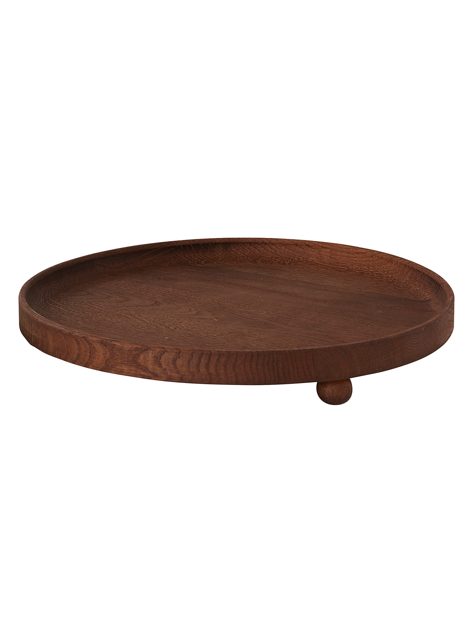 Oyoy Living Design Circular Oak Tray In Dark Brown