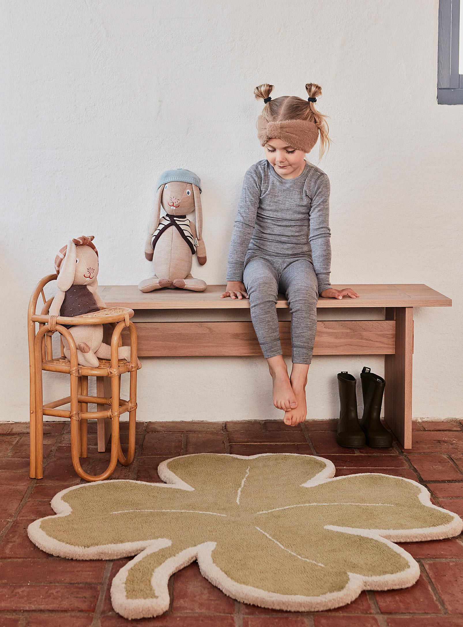 OYOY Living design - Le tapis trèfle porte-bonheur 95 x 95 cm