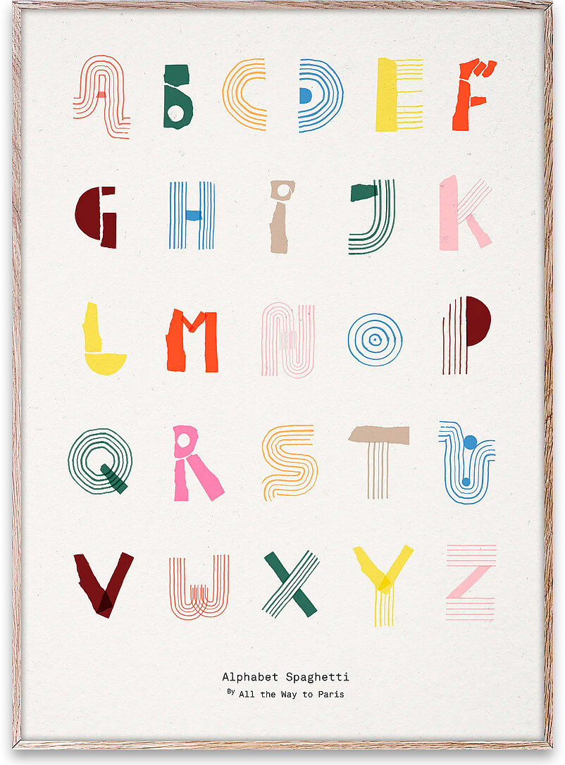 Alphabet Spaghetti - colourful art print product image 3