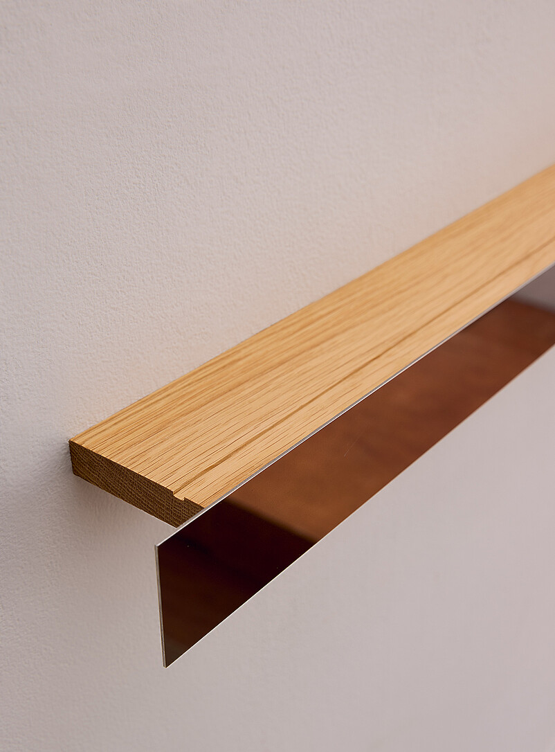 Gallery oak and steel floating shelf product image 2