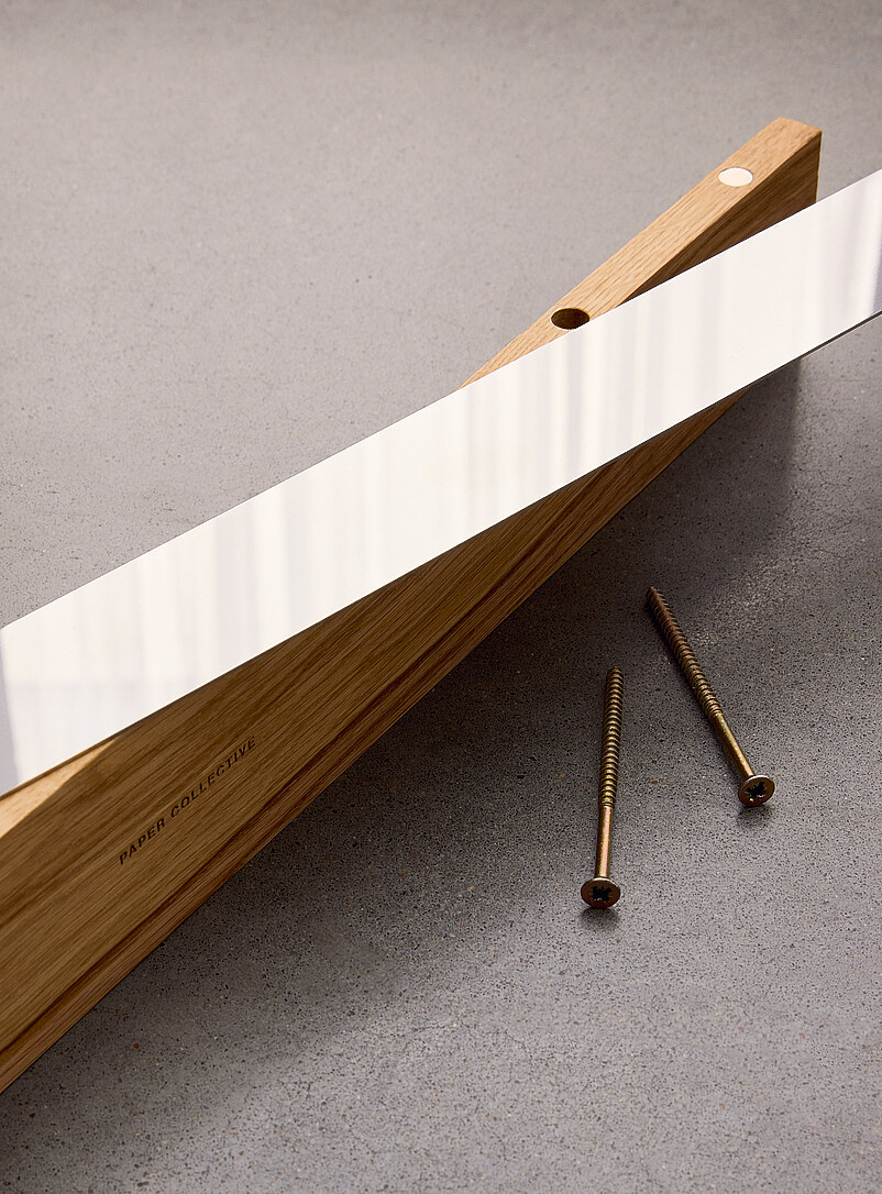 Gallery oak and steel floating shelf product image 3