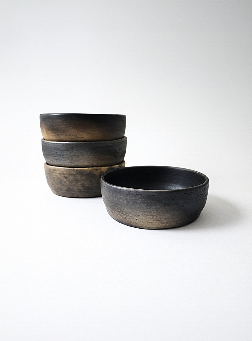 Morfí Design Patterned Black Morena small stoneware bowls Set of 4