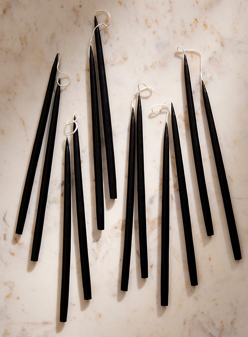 Kunstindustrien Black Slim elongated candles Set of 12