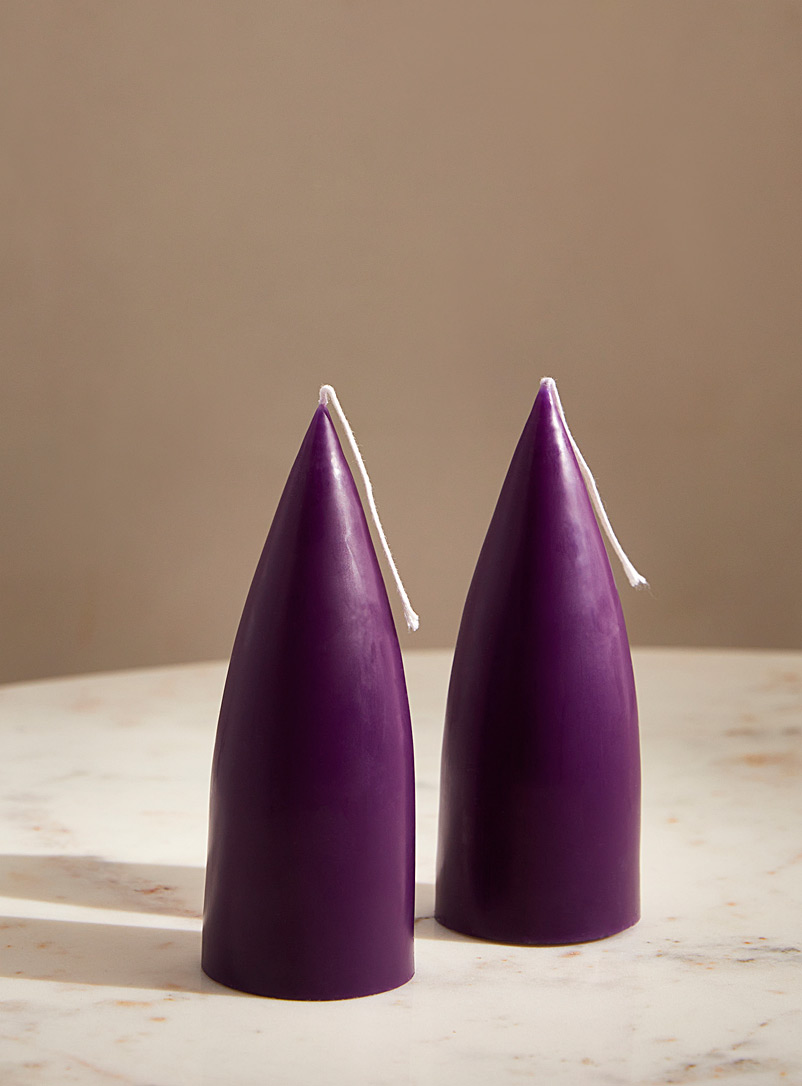 Kunstindustrien Grape/Dark Crimson Conical pillar candles Set of 2