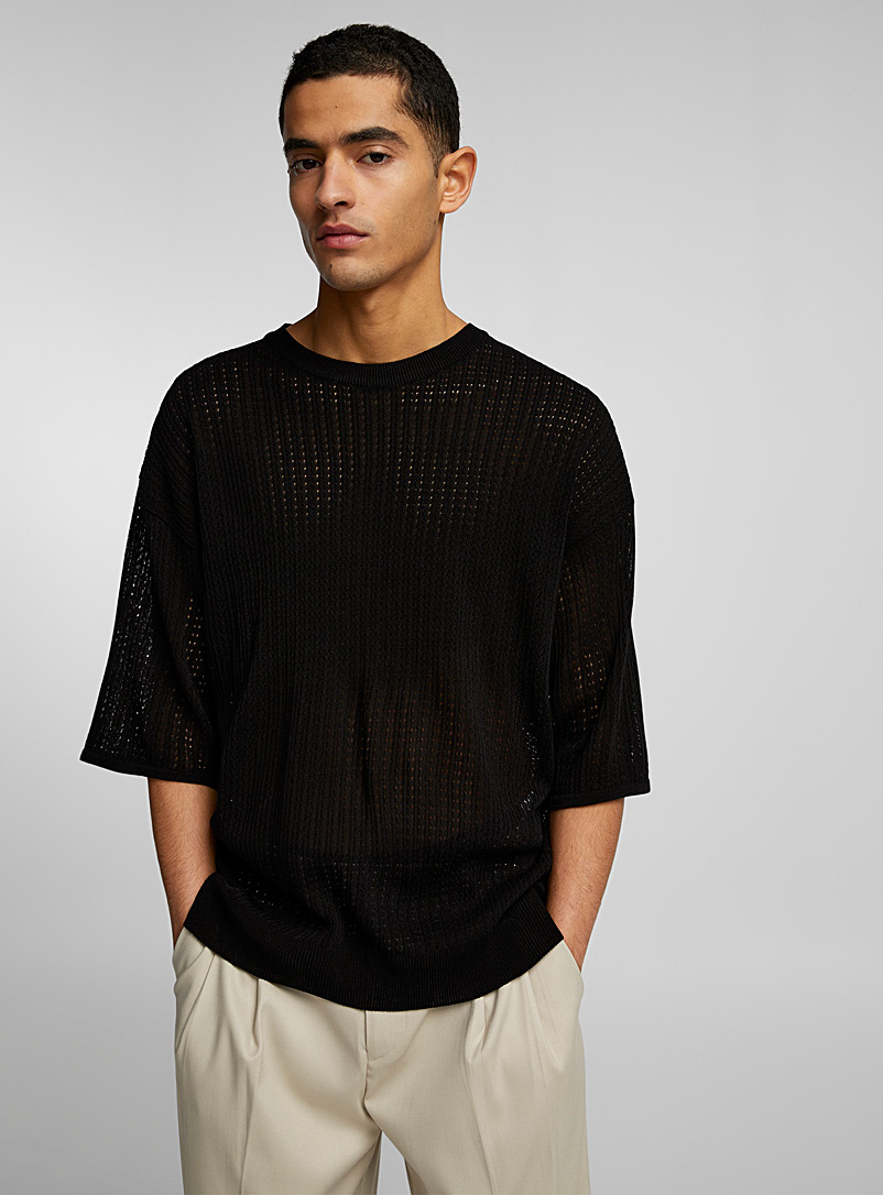 Pointelle teardrop knit sweater, Le 31, Shop Men's Short Sleeve & 3/4  Sleeve T-Shirts