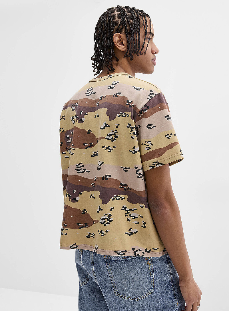 Djab: Le t-shirt court camo d&eacute;sertique <b>Importation de S&eacute;oul</b> Brun clair pour homme