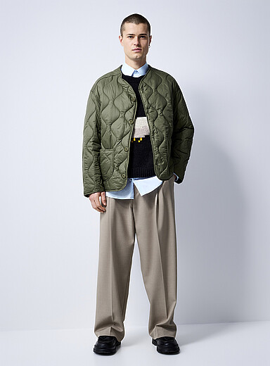 Le 31: La veste matelass&eacute;e vague <b>Importation de S&eacute;oul</b> Vert fonc&eacute; - Mousse pour homme