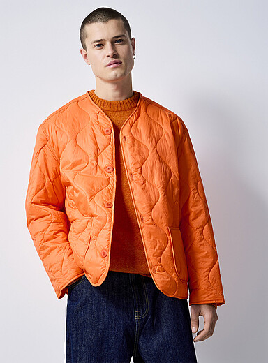 Le 31: La veste matelass&eacute;e vague <b>Importation de S&eacute;oul</b> Orange pour homme