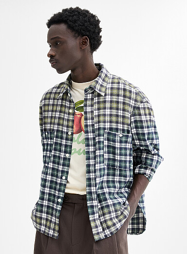 Acid-wash check shirt