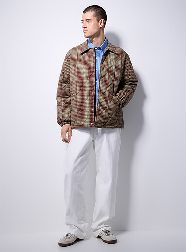 Le 31: La veste matelass&eacute; &agrave; carreaux <b>Importation de S&eacute;oul</b> Brun pour homme