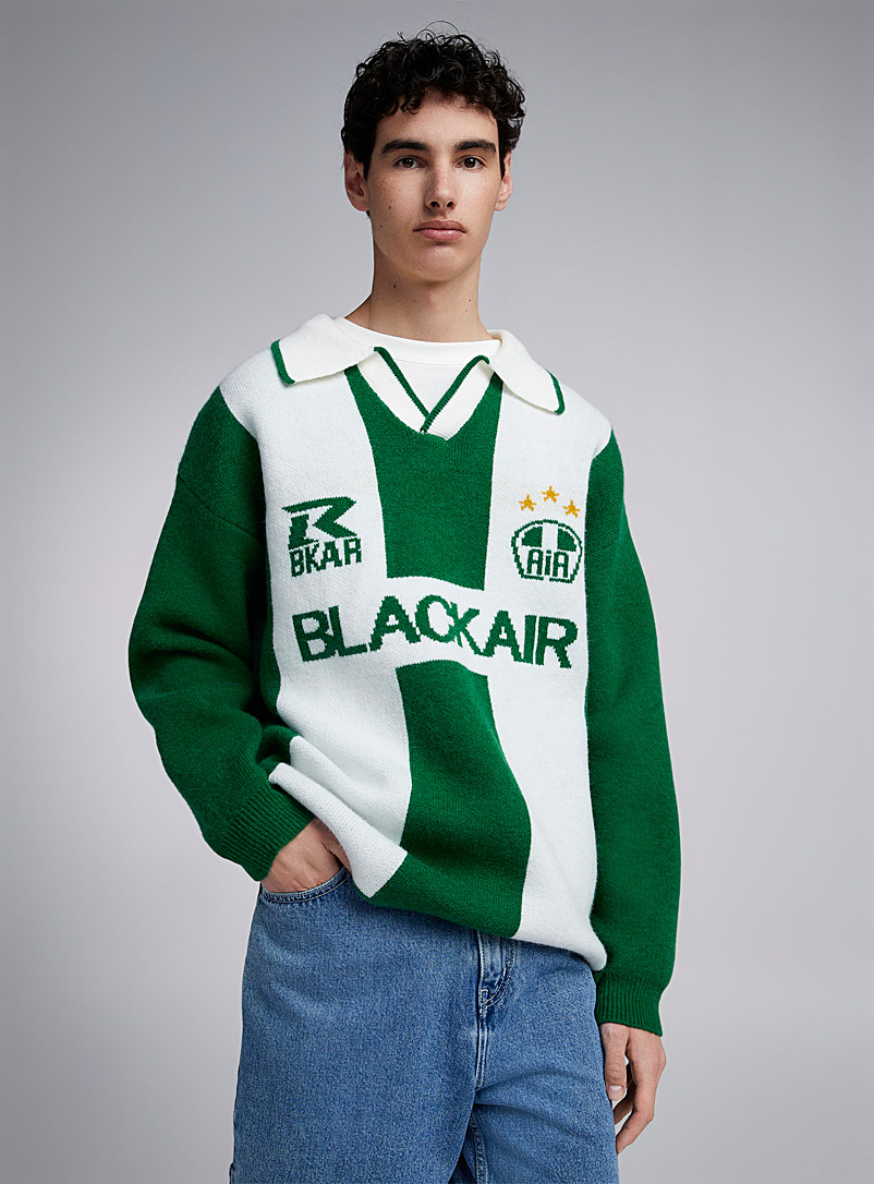 Djab: Le polo de soccer tricot jacquard Vert pour homme