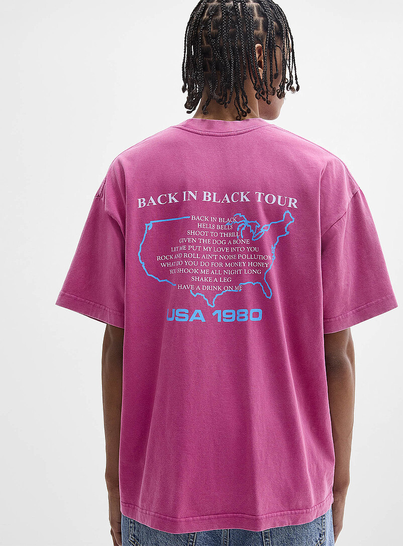 Djab: Le t-shirt AC/DC Tour 80 <b>Importation de S&eacute;oul</b> Rose pour homme