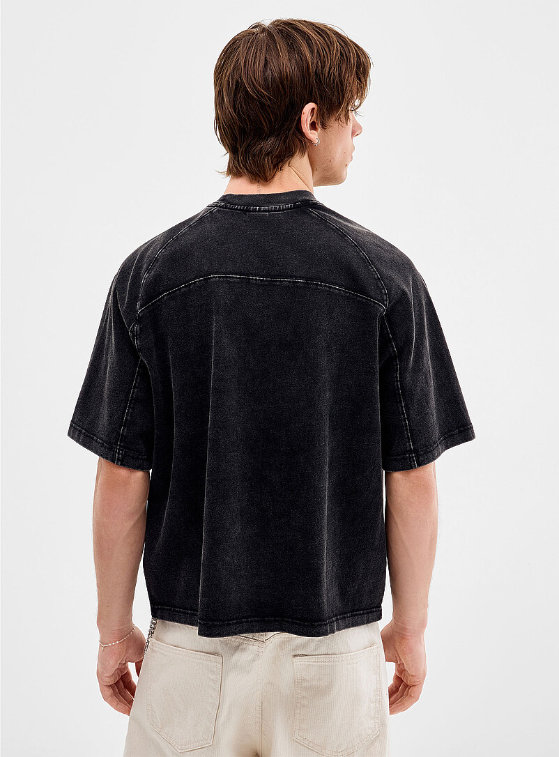 Faded panelled cropped T-shirt Imported from Seoul product image 2