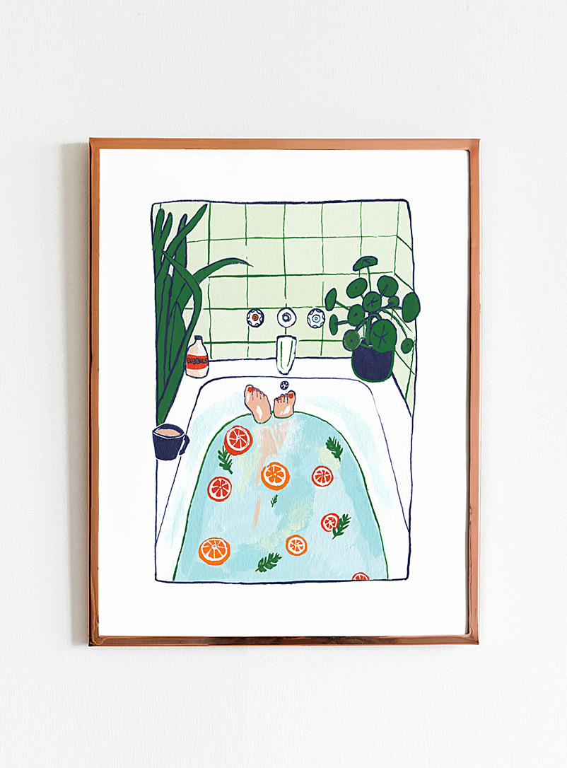 Lizz Miles Art: L'affiche Dans mon bain Voir nos formats offerts Vert pistache - Menthe