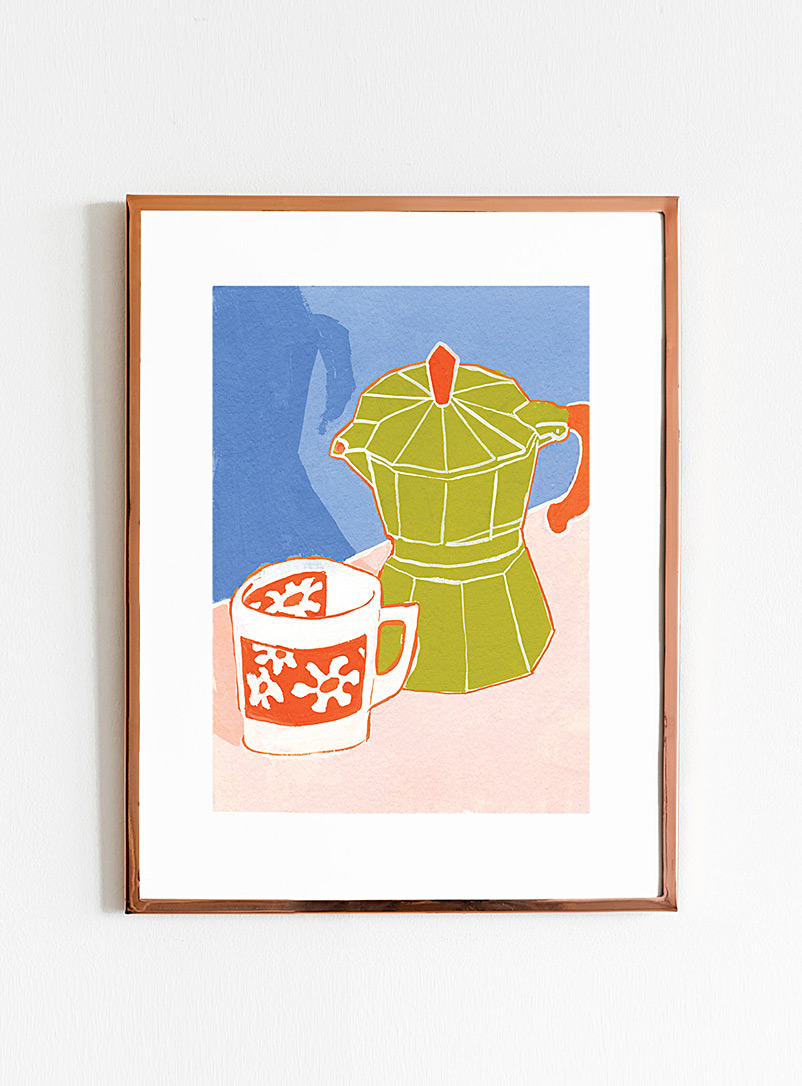Lizz Miles Art Slate Blue Morning Coffee art print See available sizes