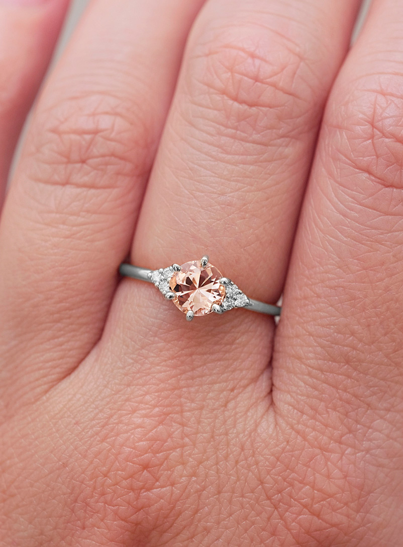 Bague En Argent Avec Morganite Ovale 40x13 Mm - Taille 55 - Neuf Sans Emballage