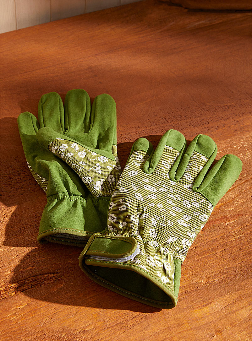 Simons Maison: Les gants de jardinage fleuris Ensemble de 2 Vert à motifs
