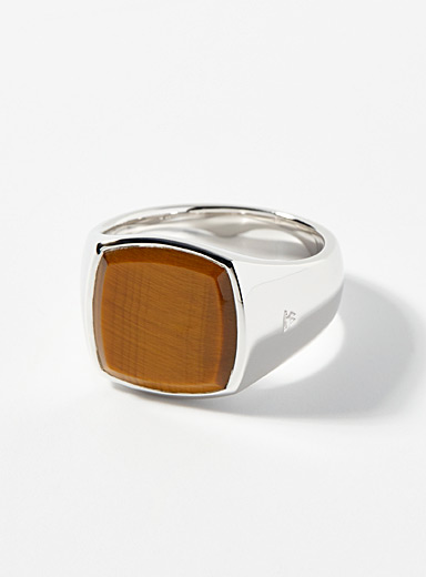 Cushion tiger's eye signet ring