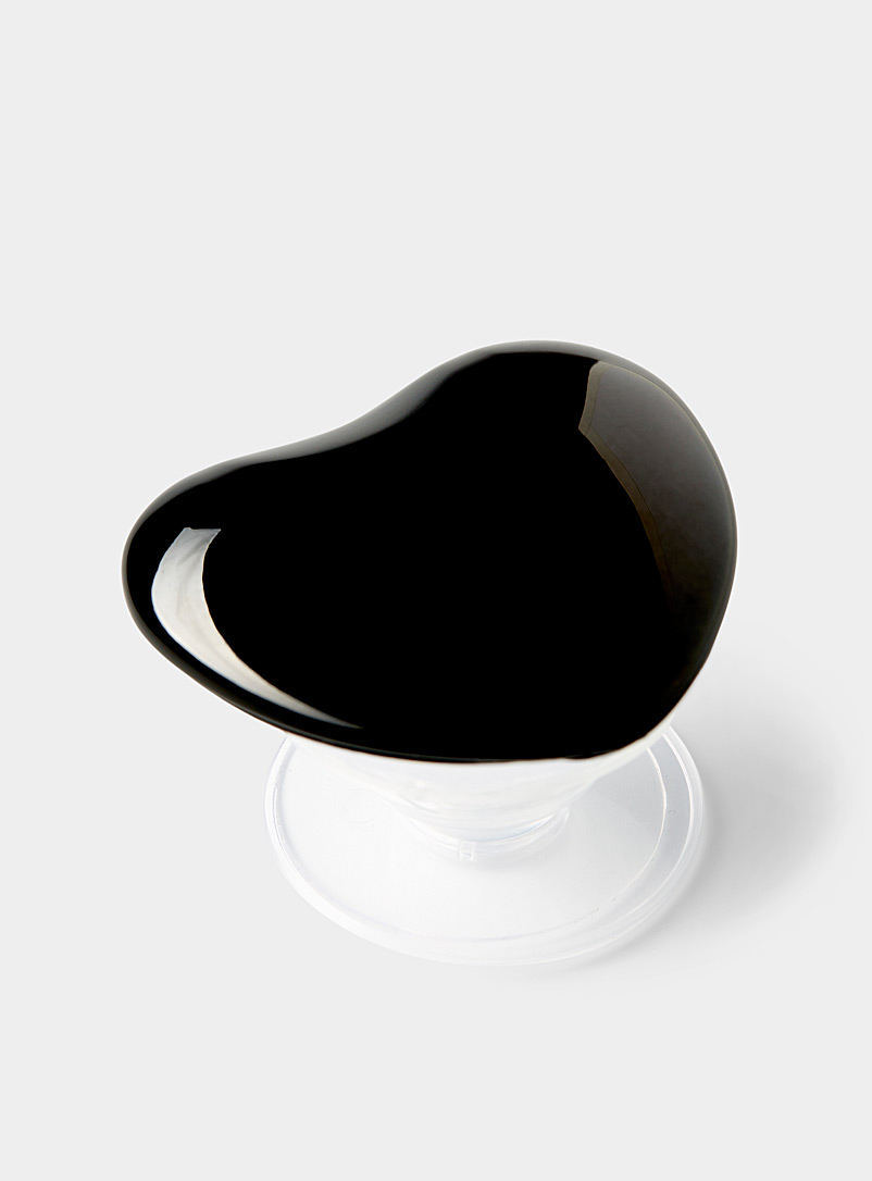 Support Téléphone En Forme De Cœur En Verre - Poignée Rétractable Rose, Autocollant, Pour Smartphones Tablettes - 5