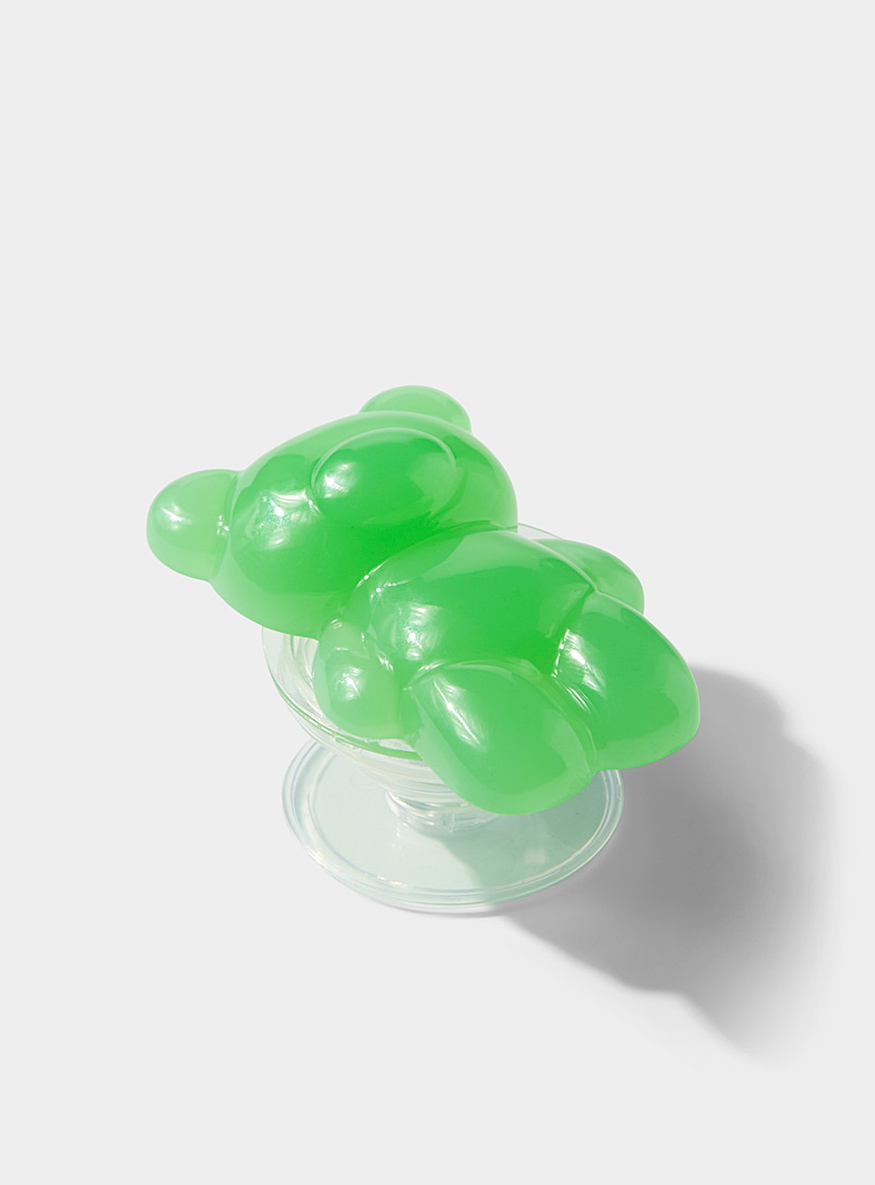 Simons Lime Green Retractable gummy bear phone grip for women