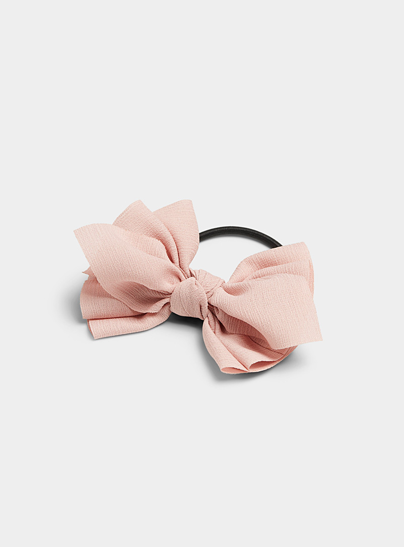 Simons Dusky Pink Lightweight bow hair tie for women
