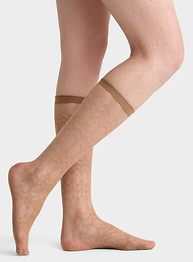 Diamond-effect sheer knee-highs
