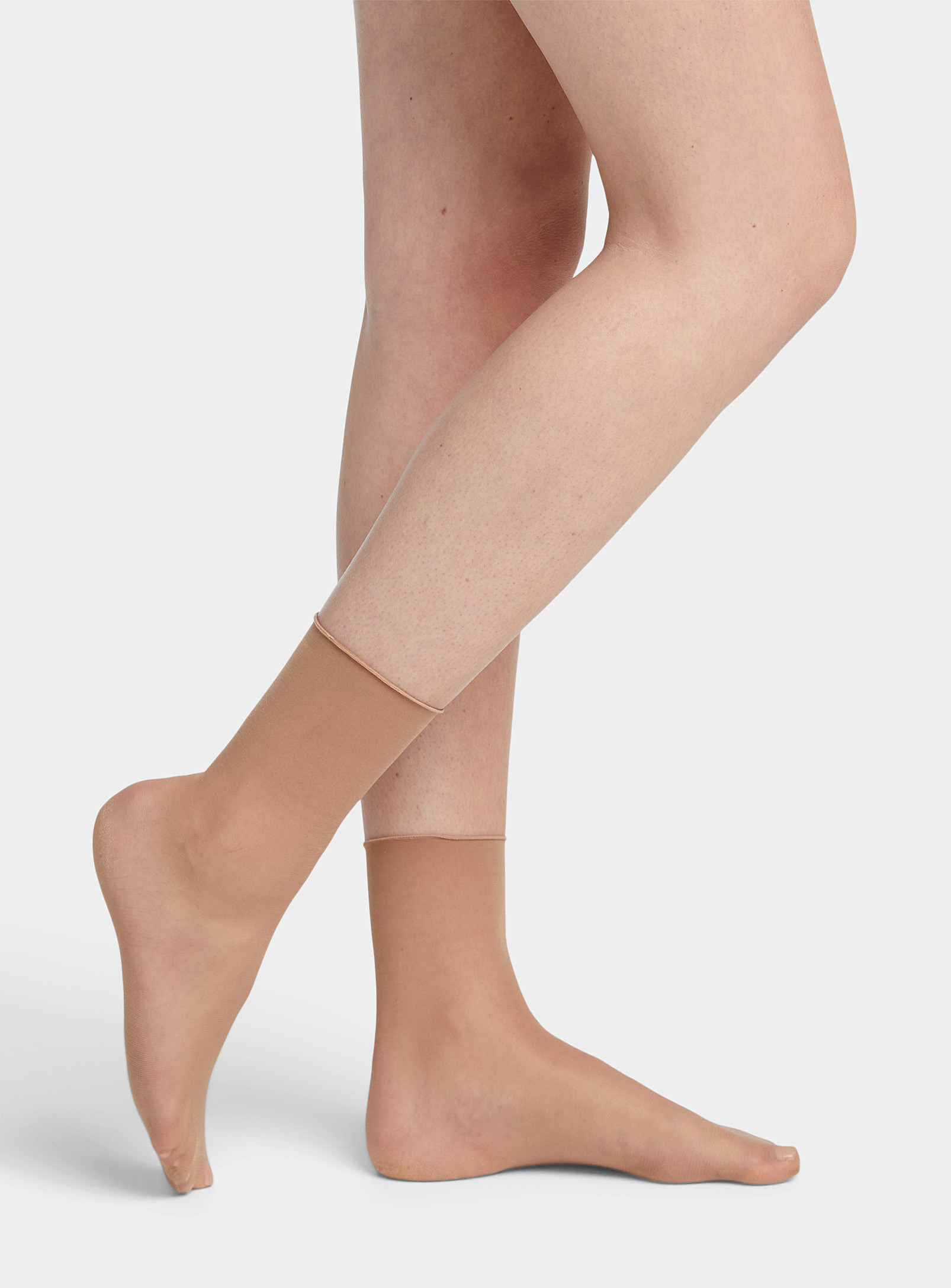 Filodoro Rolled-hem Sheer Ankle Sock In Cream Beige