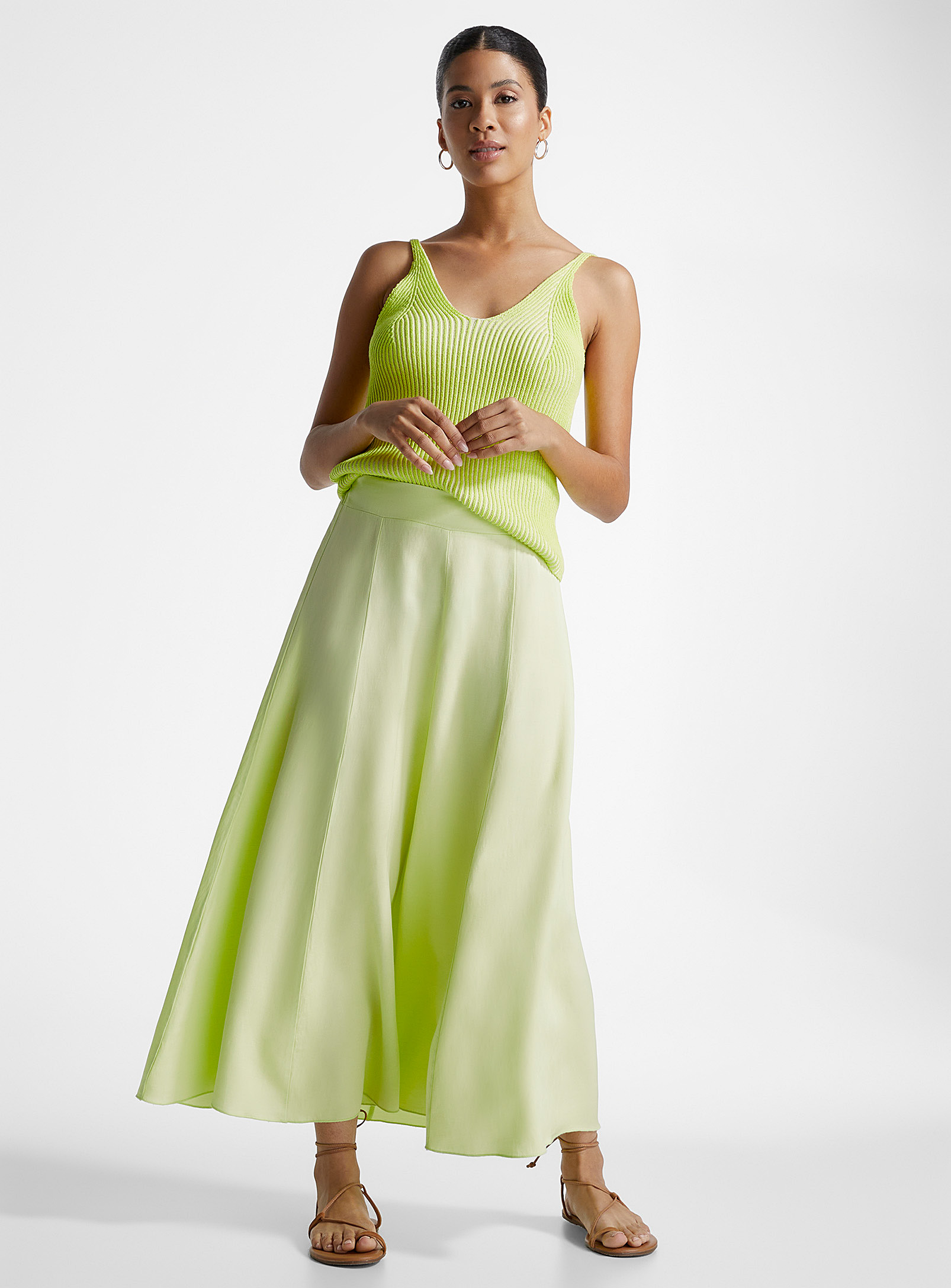 FRNCH - Cleya lime touch of linen skirt
