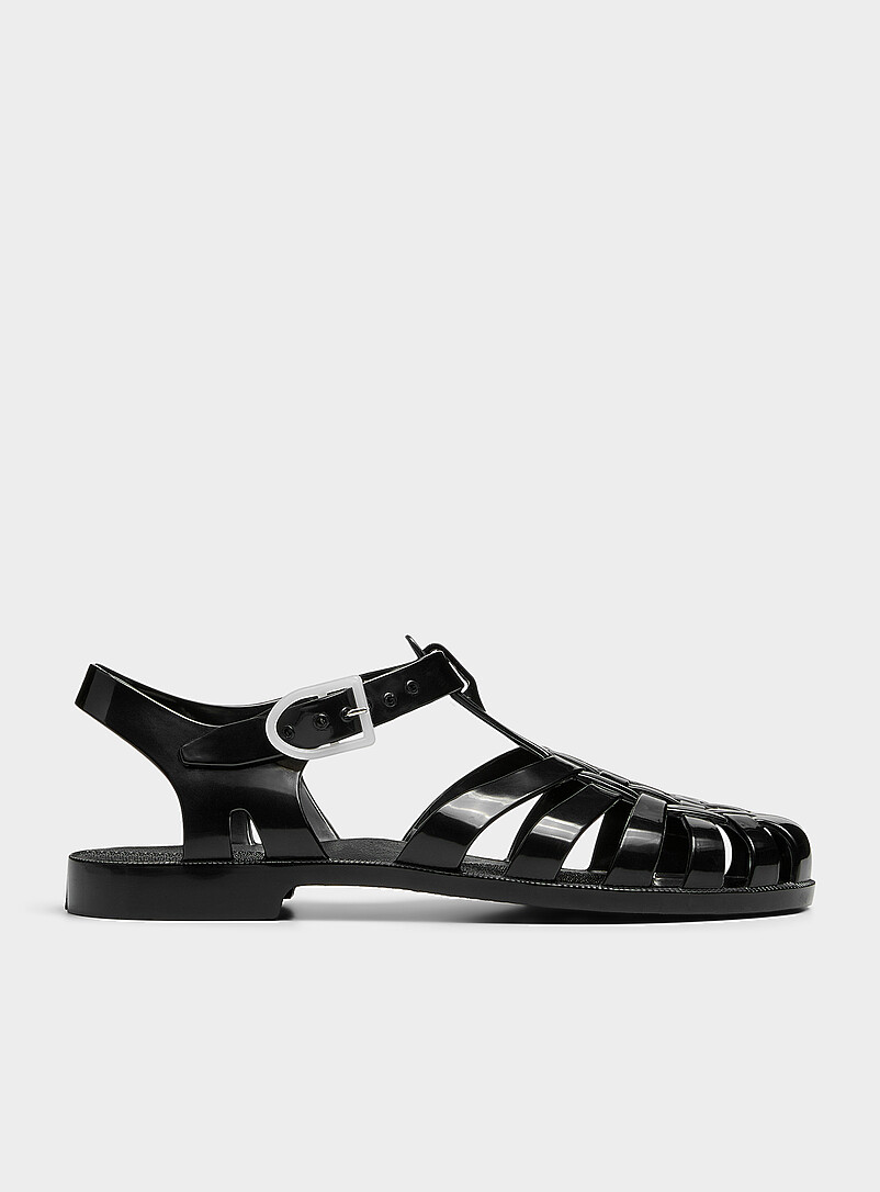 Sun Black Braided Jelly Sandals