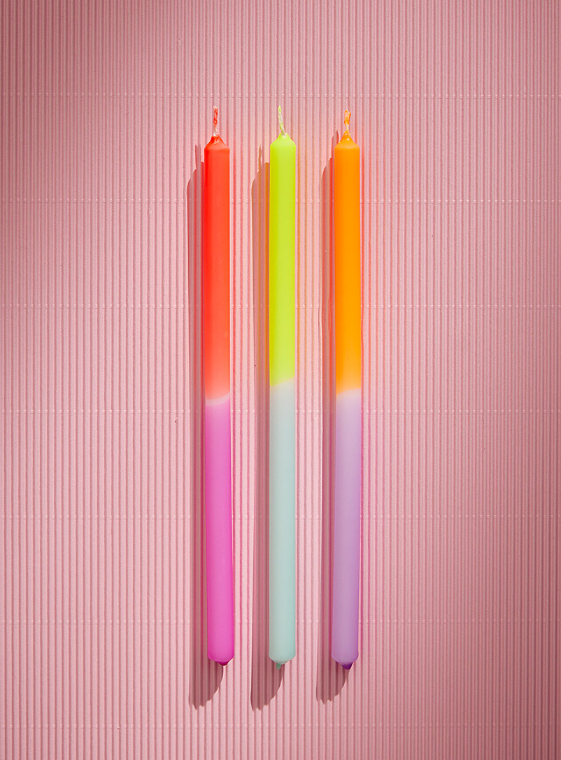 Simons Maison Pink Dip dye neon candles Set of 3