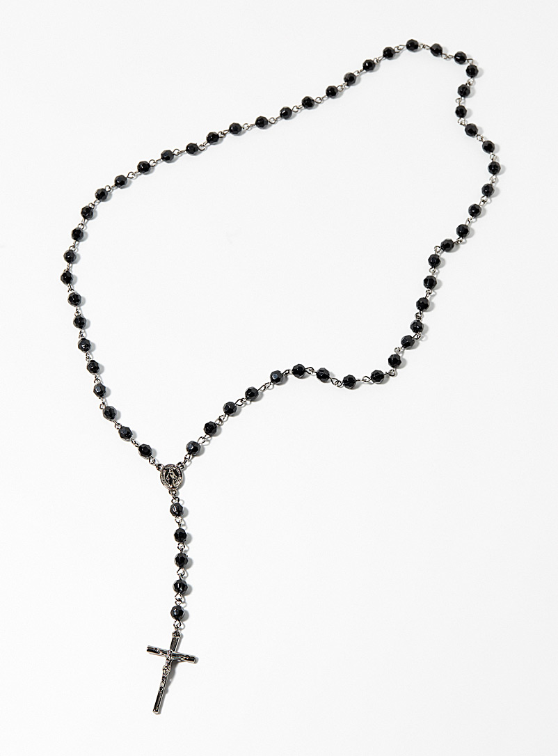 Le 31 Black Black bead rosary necklace for men