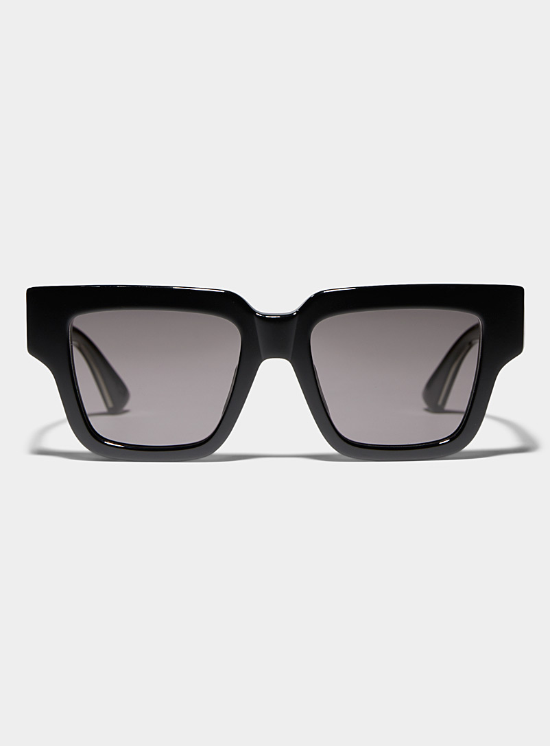 Bottega Veneta: Les lunettes de soleil carrées branche trimatière Noir pour homme