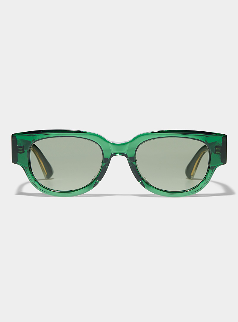Bottega Veneta: Les lunettes de soleil carrées vertes Vert pour homme