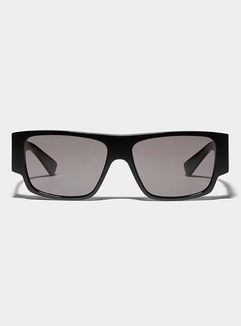 Bottega Veneta Black Opaque acetate rectangular sunglasses for men