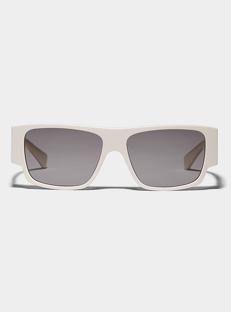 Bottega Veneta: Les lunettes de soleil rectangulaires acétate opaque Blanc pour homme