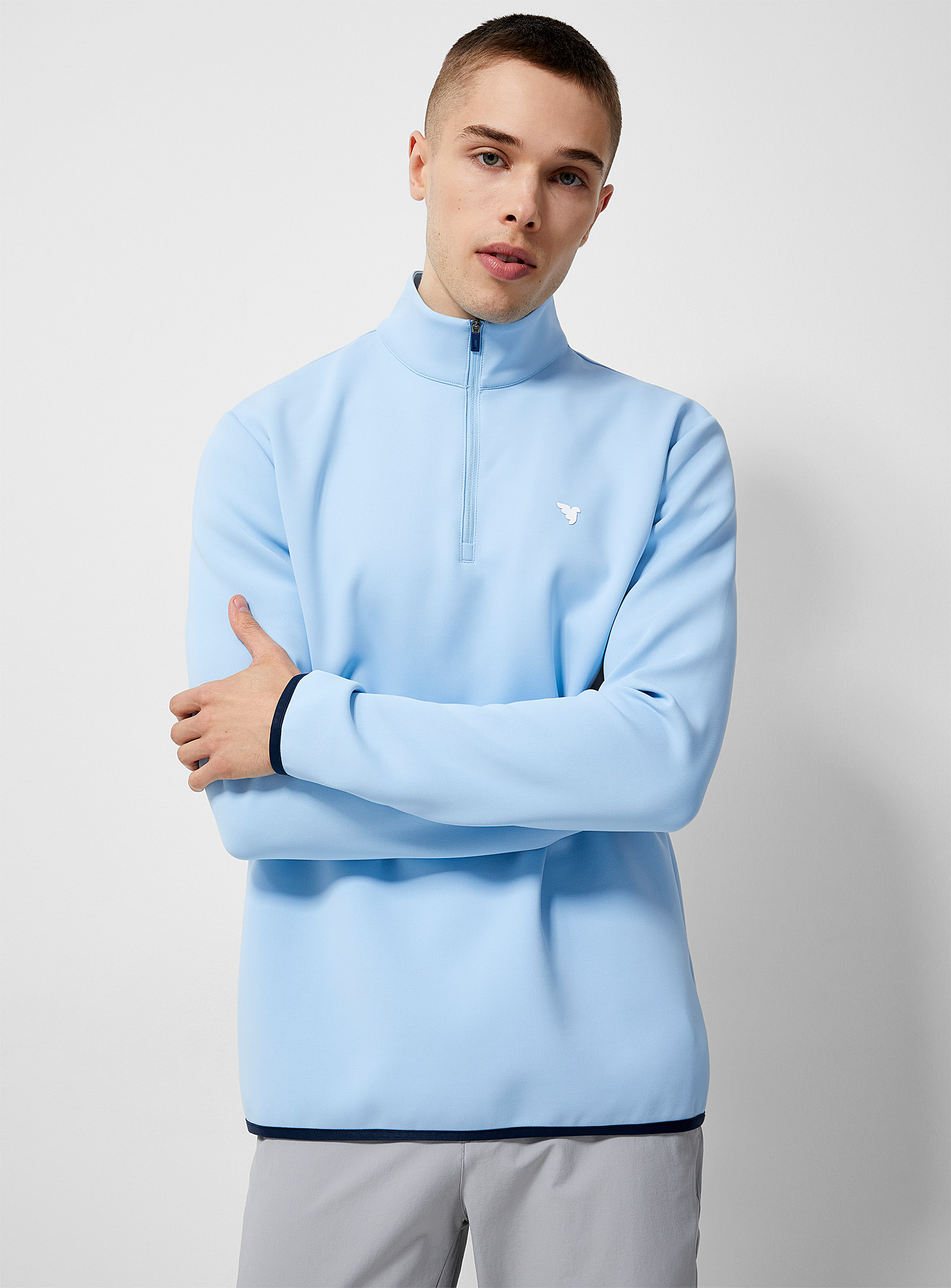 Macade Therma Sky-blue Mock-neck Sweater In Baby Blue