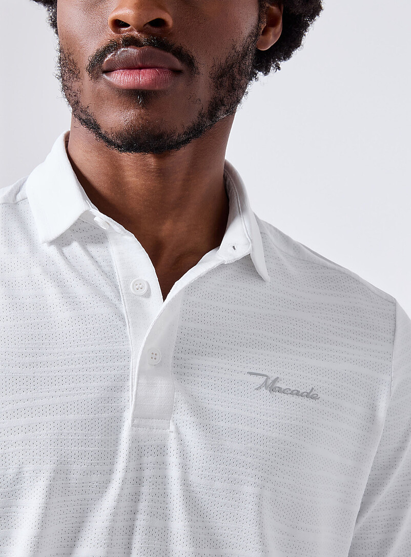 Striped weft micro-perforated golf polo product image 2