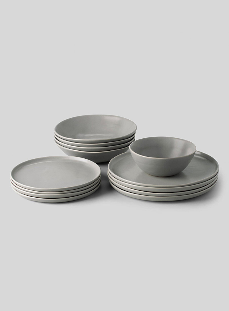 Fable Grey Stoneware dinnerware set 16 pieces