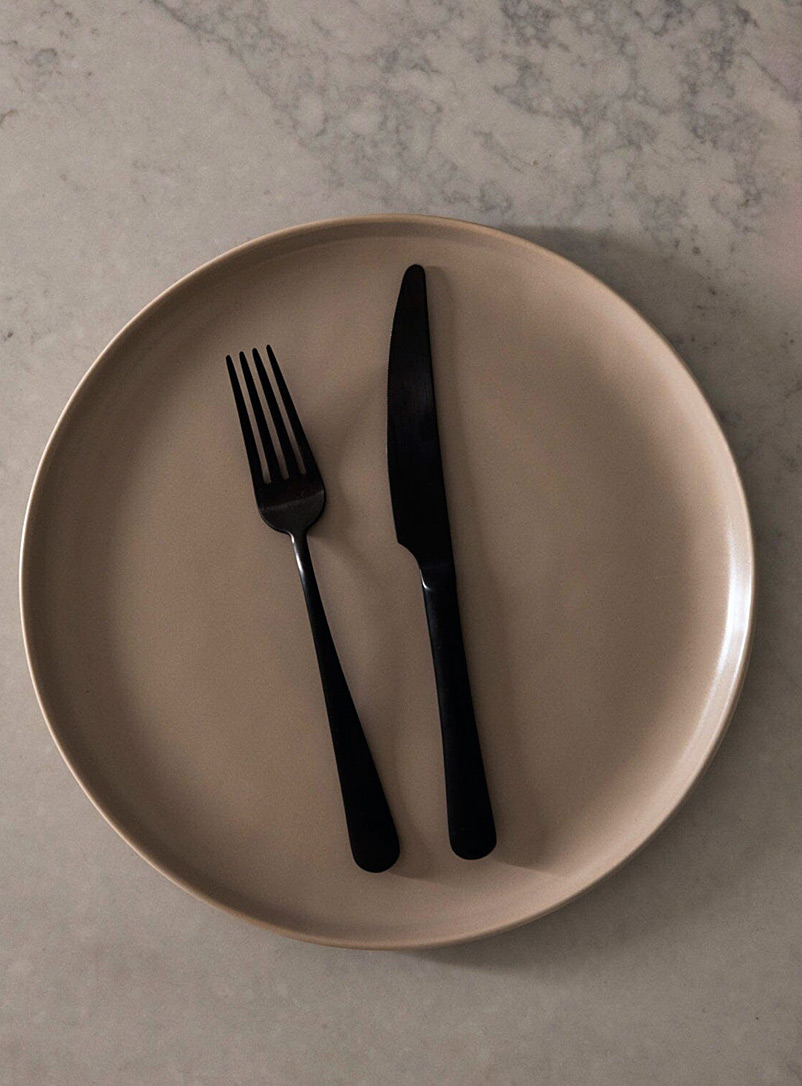 Fable Light Brown Minimalist stoneware dinner plates Set of 4