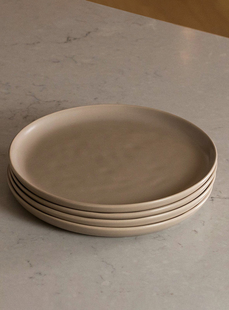 Fable Taupe Minimalist stoneware salad plates Set of 4