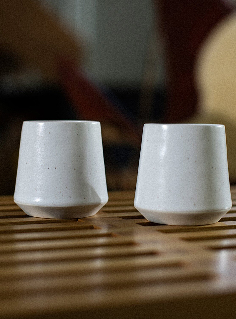 Fable White Two-tone stoneware glasses Set of 4
