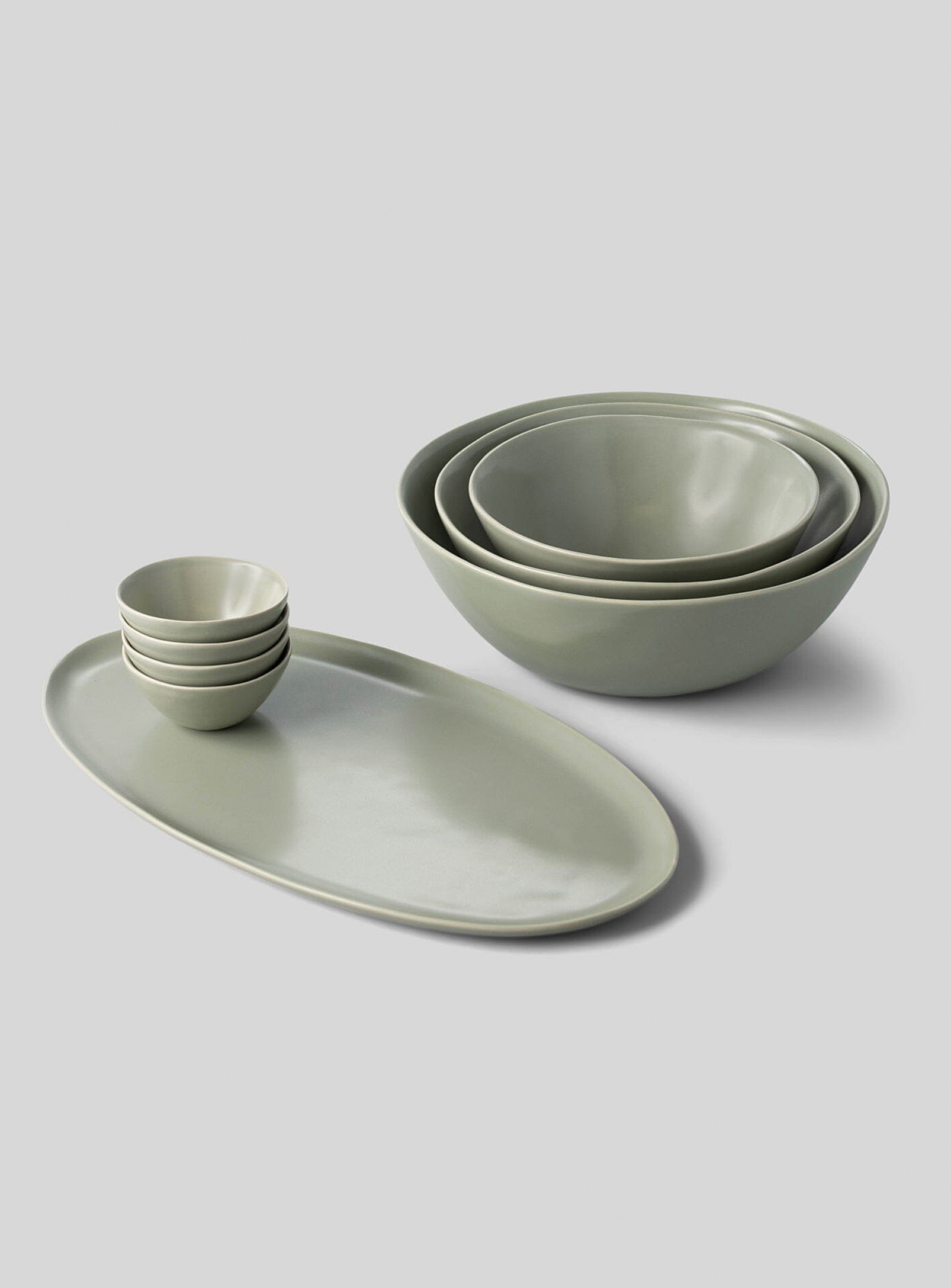 Fable Stoneware Serving Set 8 Pieces In Lime Green