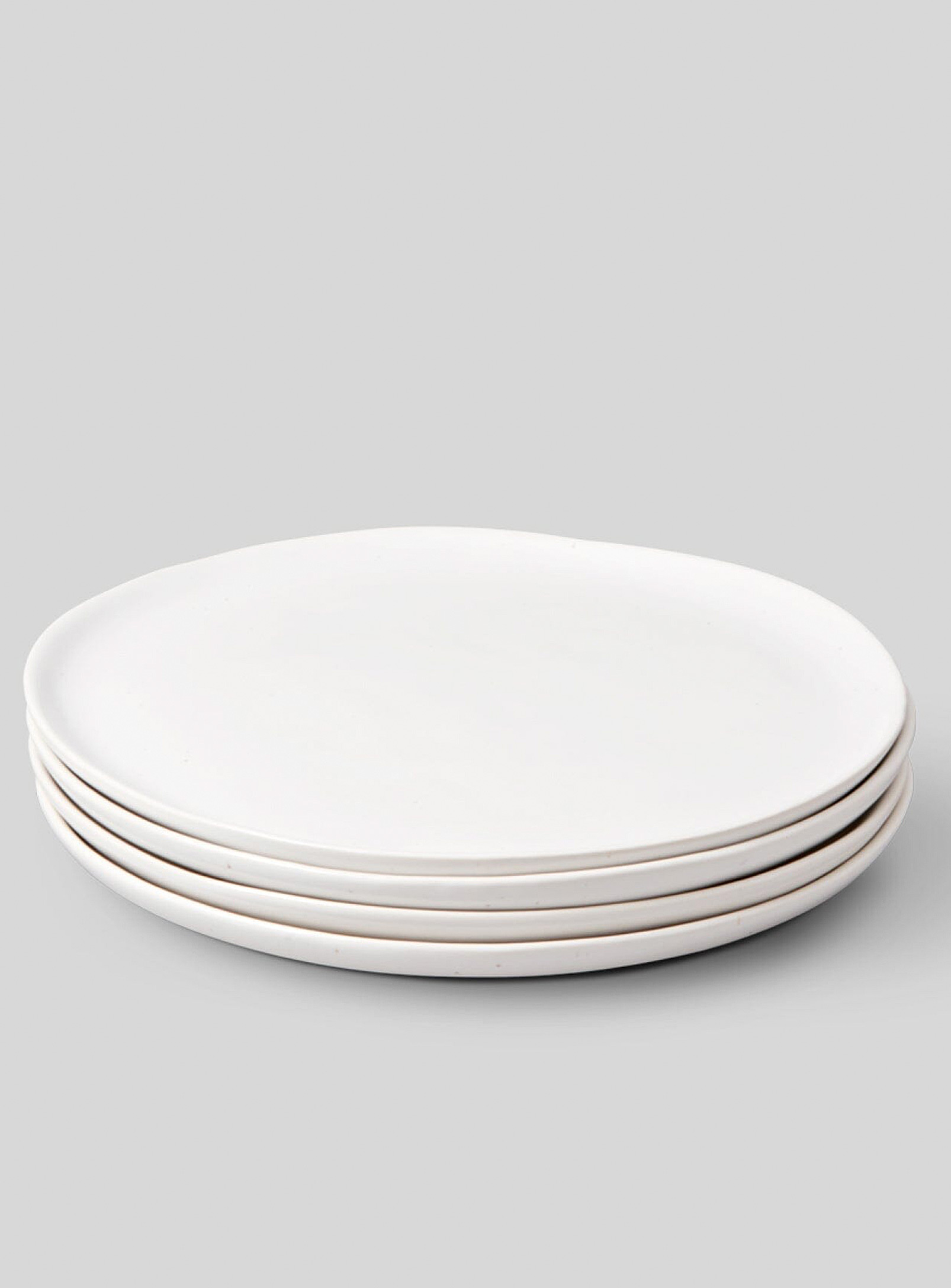 Fable Minimalist Stoneware Dinner Plates Set Of 4 In White