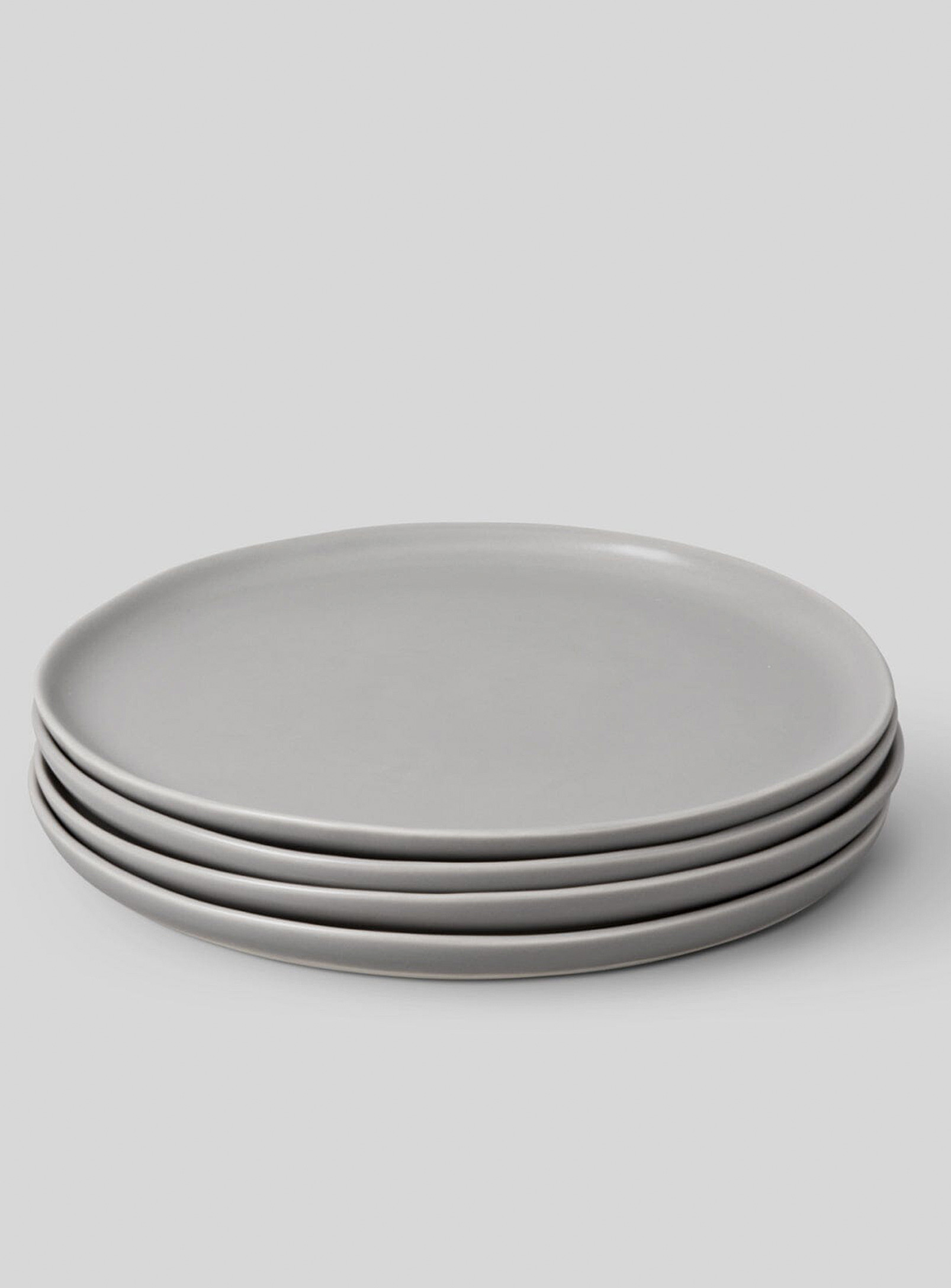 Fable Minimalist Stoneware Dinner Plates Set Of 4 In Gray