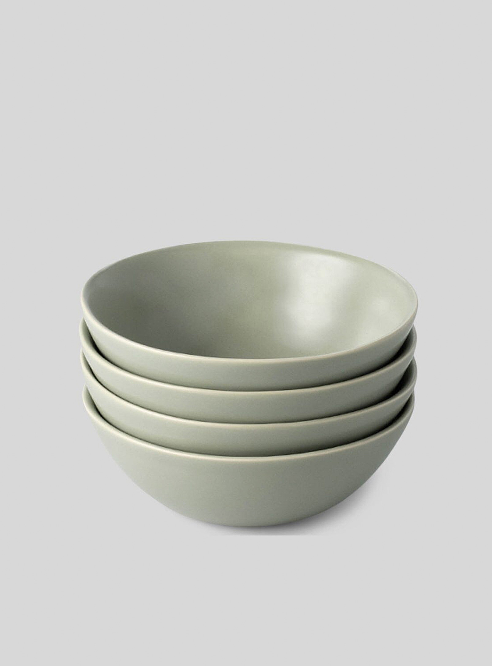 Fable Minimalist Stoneware Bowls Set Of 4 In Green