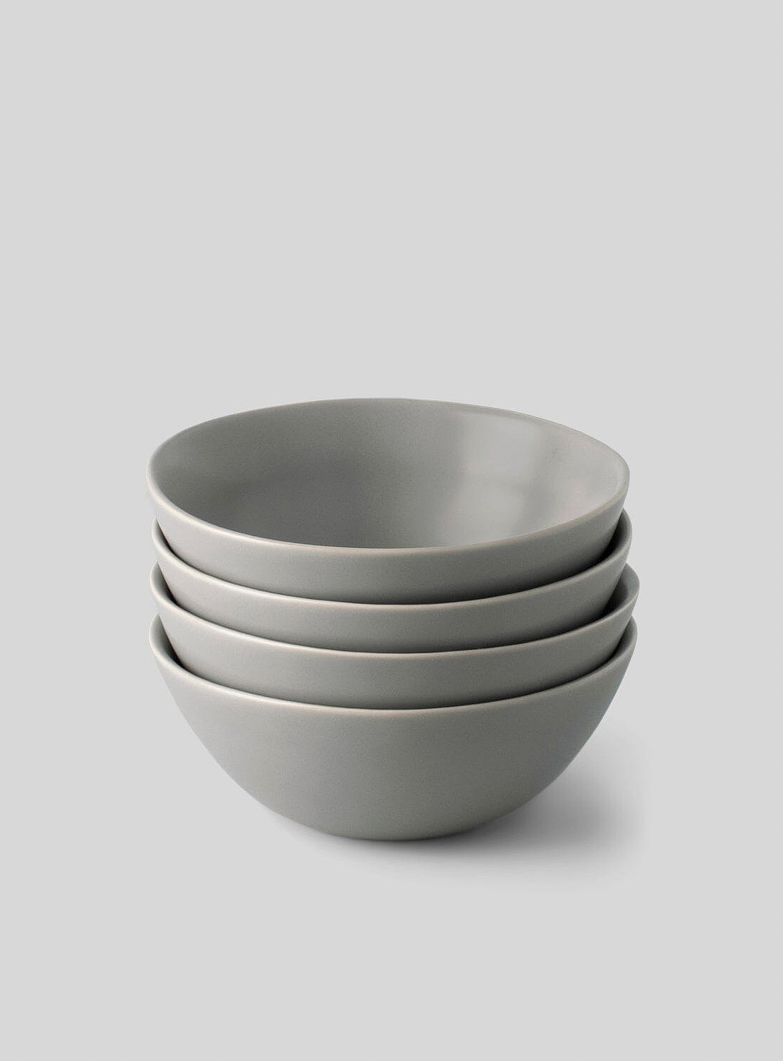 Fable Minimalist Stoneware Bowls Set Of 4 In Gray