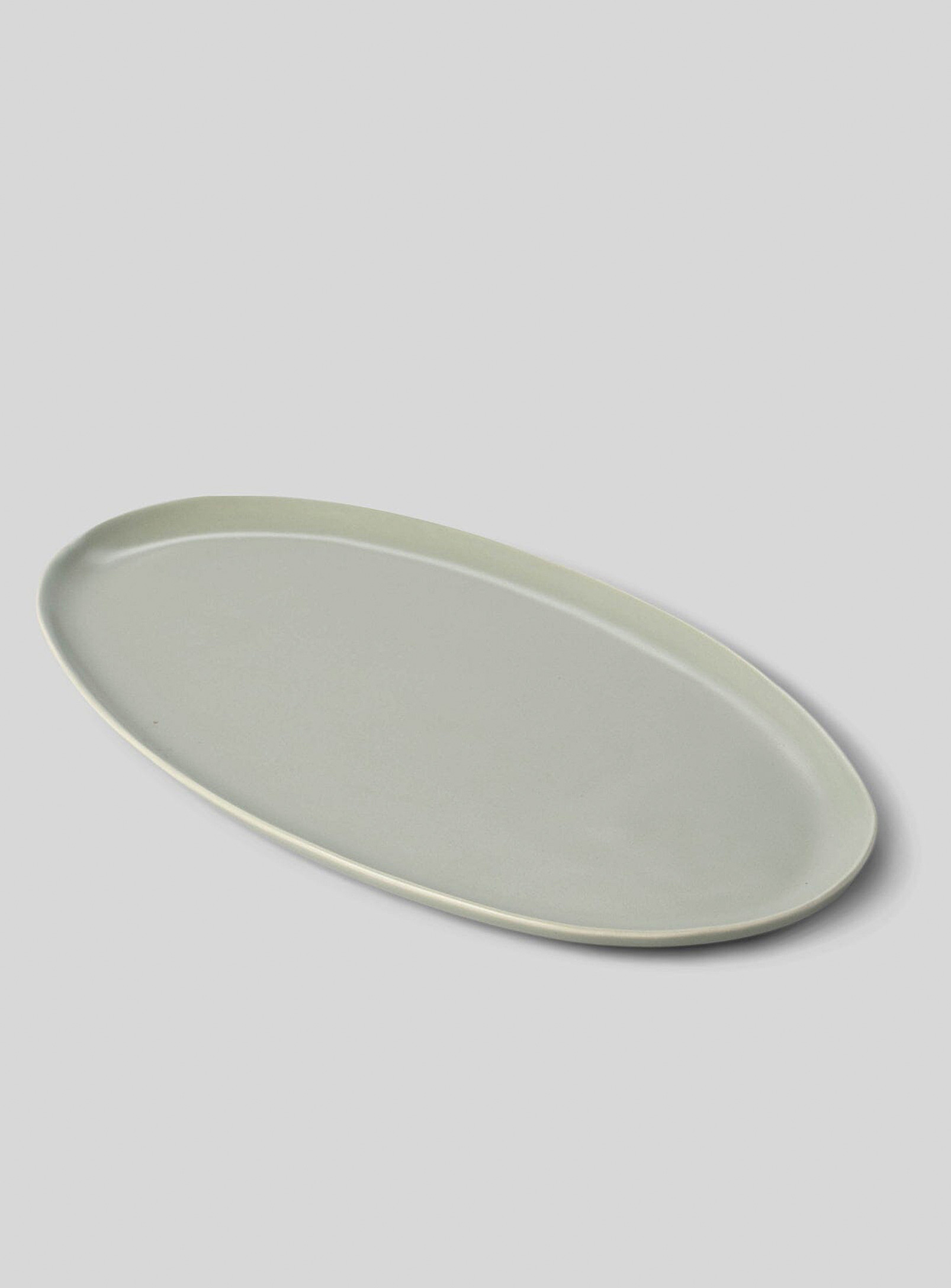 Fable Oval Stoneware Serving Tray In Gray