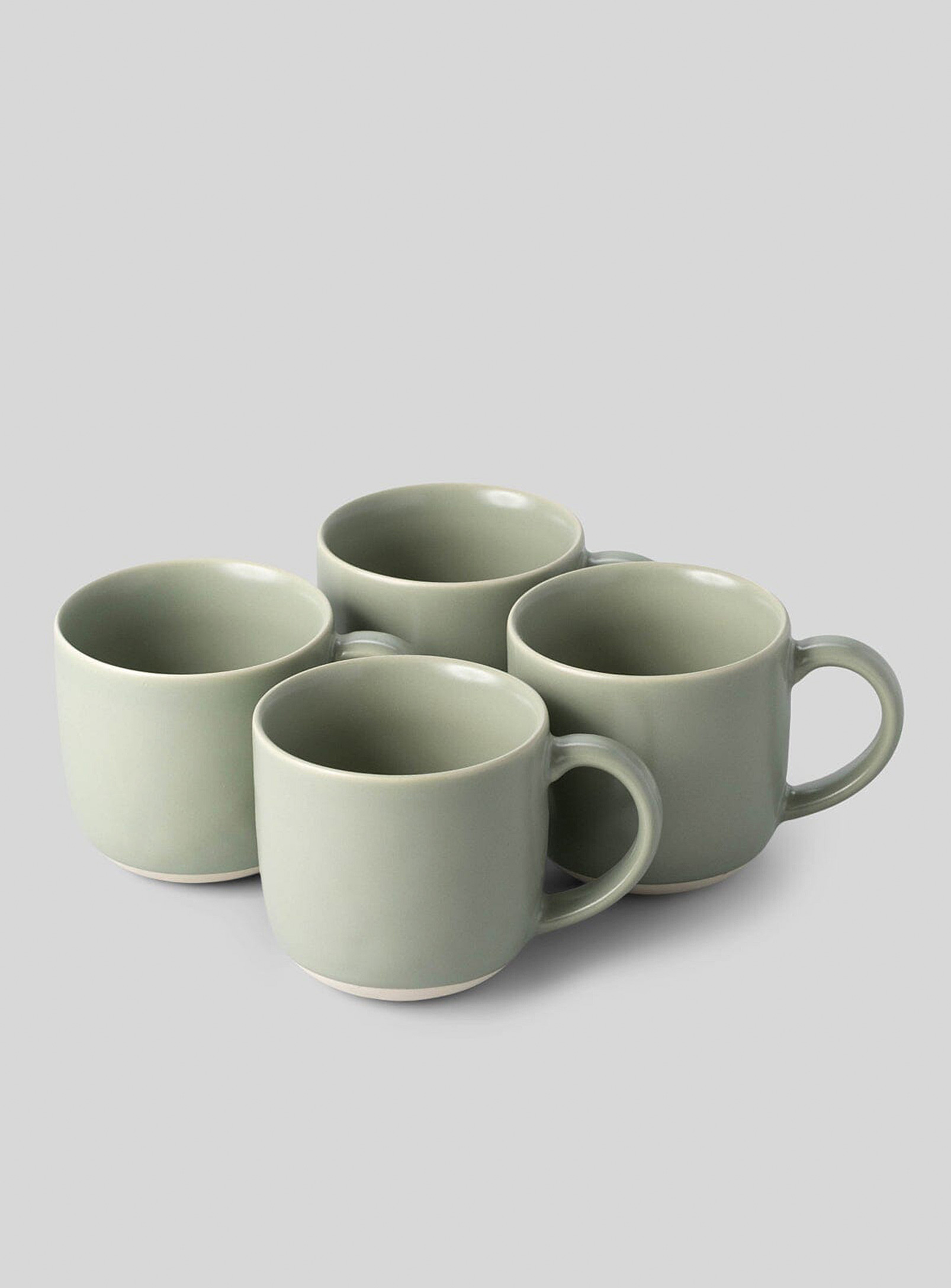 Fable Minimalist Stoneware Cups Set Of 4 In Lime Green